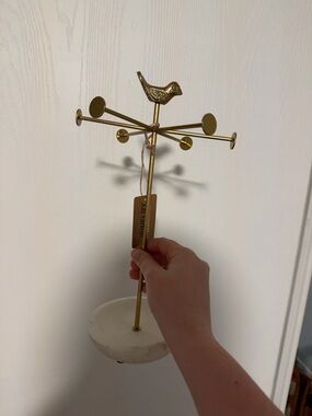 Gold Bird Jewelry Stand with Marble Base